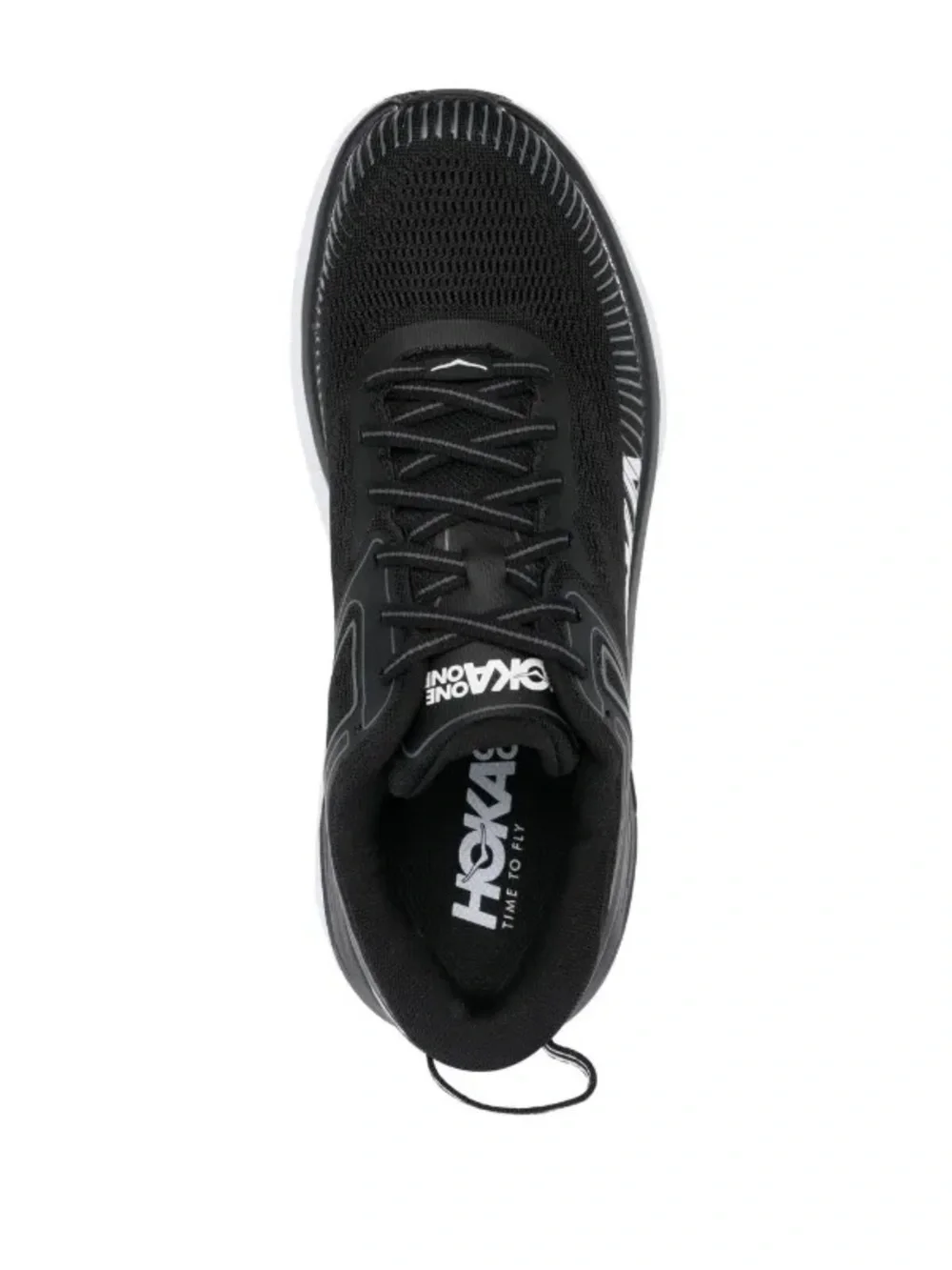 Hoka Black and White Bondi 7 Running Sneakers
